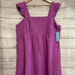 Maddie Babydoll Dress in Purple Eyelet Plus Size Baby Doll Dress w/ Pockets NEW